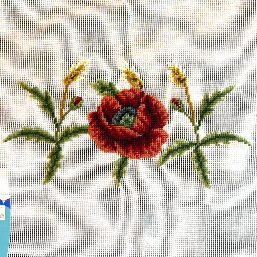Vintage Preworked Decorator Needlepoint Canvas Floral Rose Dritz Design 6" x 12"